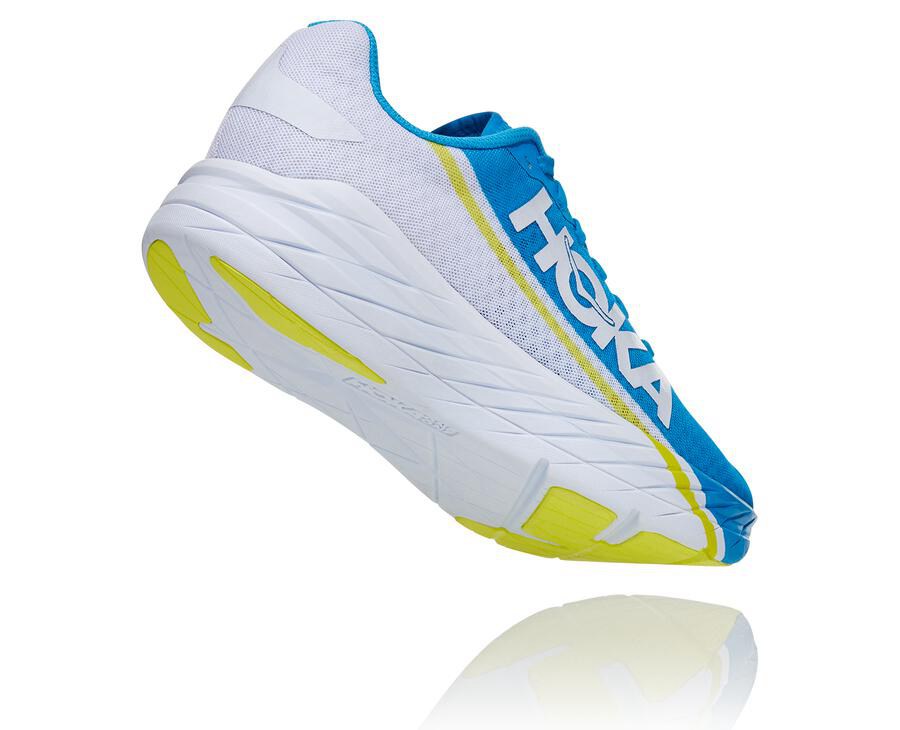 Hoka One One Mens Running Shoes - Rocket X - White/Blue - WDEI21076